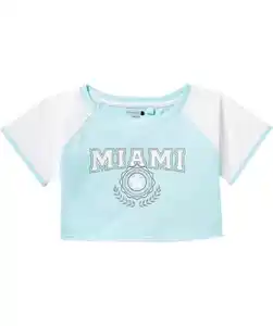 Sport-Shirt cropped, hellblau