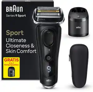 BRAUN Series 9 Sport Premium Elektrorasierer mit gratis Reinigungs- und Ladestation, 1 Stk