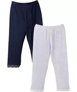 Leggings mit Spitzensaum, grau/blau