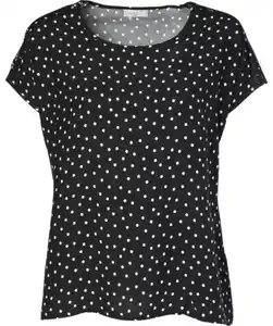 Bluse mit Spitzeneinsätzen, schwarz bedruckt