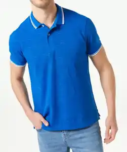 Poloshirt mit Kontraststreifen, blau/weiß