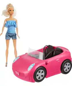 Puppe mit Auto, blau