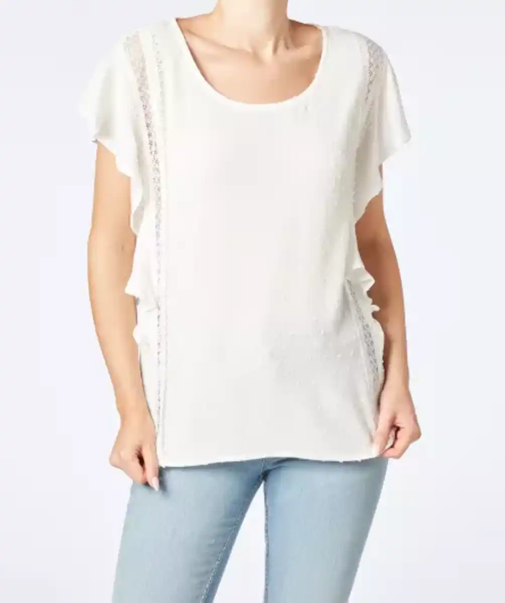 Bild 1 von Bluse mit Punktestruktur, weiß