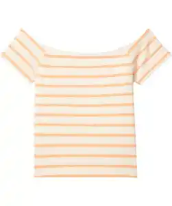 T-Shirt mit Carmen-Ausschnitt, creme gestreift
