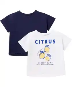 T-Shirts Zitronen, weiß/dunkelblau