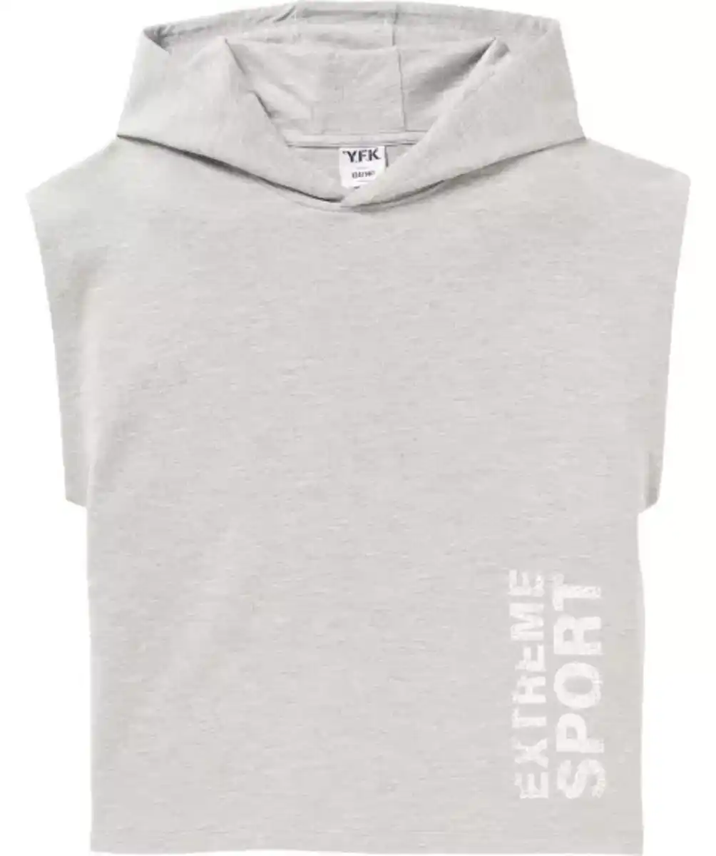 Bild 1 von Sport-Top mit Kapuze, hellgrau melange
