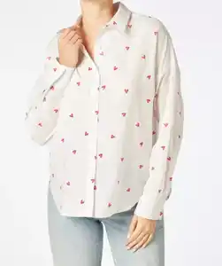 Bluse mit Herzmuster, weiß