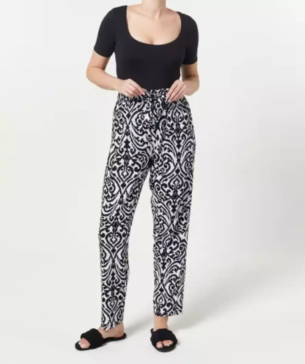 Bild 1 von Viskosehose mit Bindegürtel, schwarz bedruckt