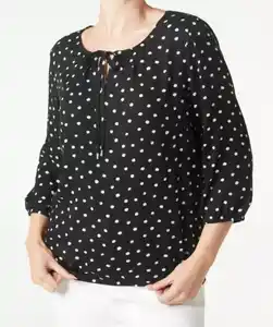 Bluse mit Punkten, schwarz/weiß