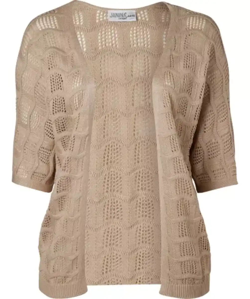 Bild 1 von Strickcardigan mit Lochmuster, hellbraun