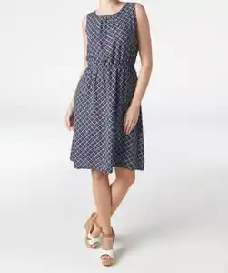 Kleid aus Viskose, dunkelblau/weiß