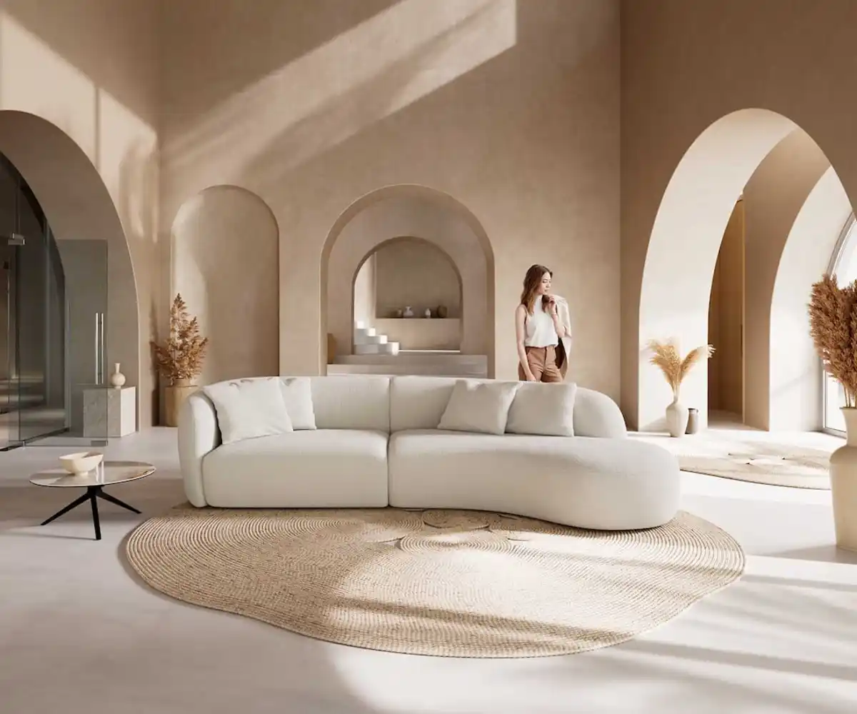 Bild 1 von Sofa Mairi 330x160 cm Bouclé Creme-Weiß