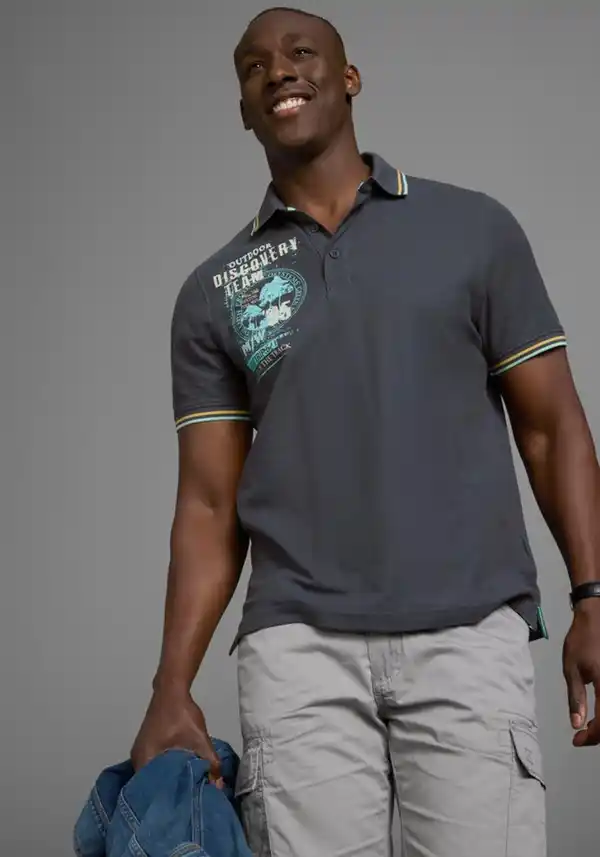 Bild 1 von Man's World Poloshirt Mit Print an der Schulter