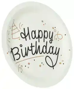 Pappteller Geburtstag, weiß