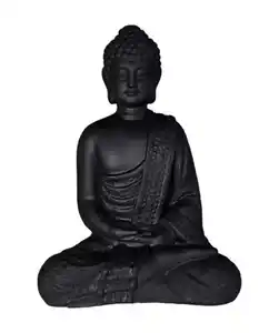 Deko-Buddha aus Zement, schwarz