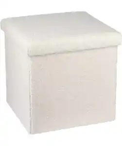 Sitzhocker Teddyfell, weiß
