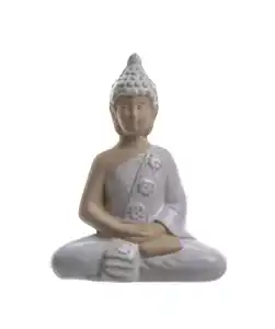 Deko-Buddha im Lotussitz, Beige
