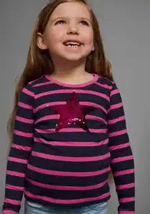 KIDSWORLD Langarmshirt für kleine Mädchen mit appliziertem Stern aus Wendepailletten
