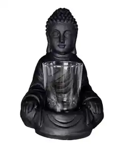 Teelichthalter Buddha, schwarz