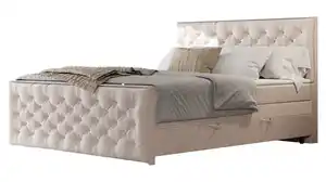 Boxspringbett 200 x 200 cm mit Bettkasten creme - LANCIANO