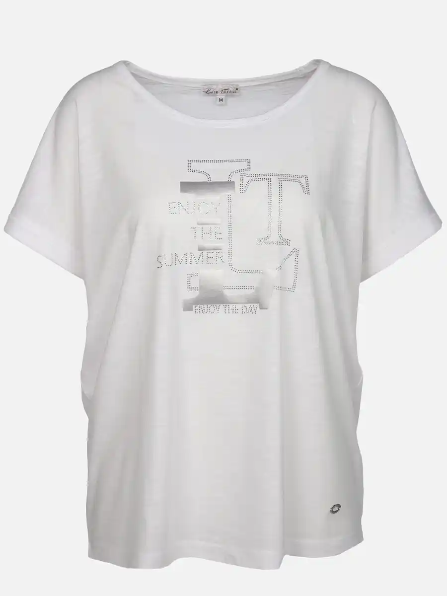 Bild 1 von Damen T-Shirt mit Glitzerfrontprint Weiß