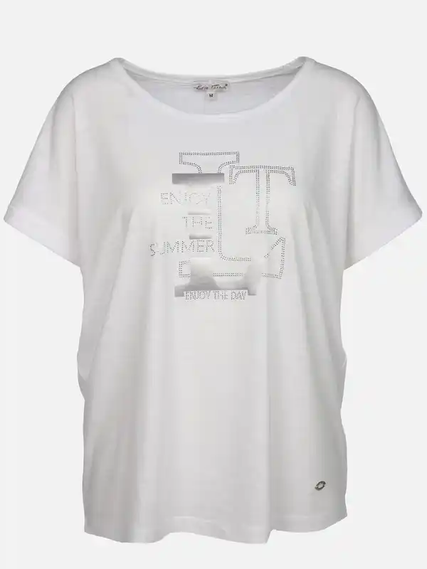 Bild 1 von Damen T-Shirt mit Glitzerfrontprint Weiß