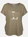 Bild 1 von Damen T-Shirt mit Glitzerfrontprint Oliv