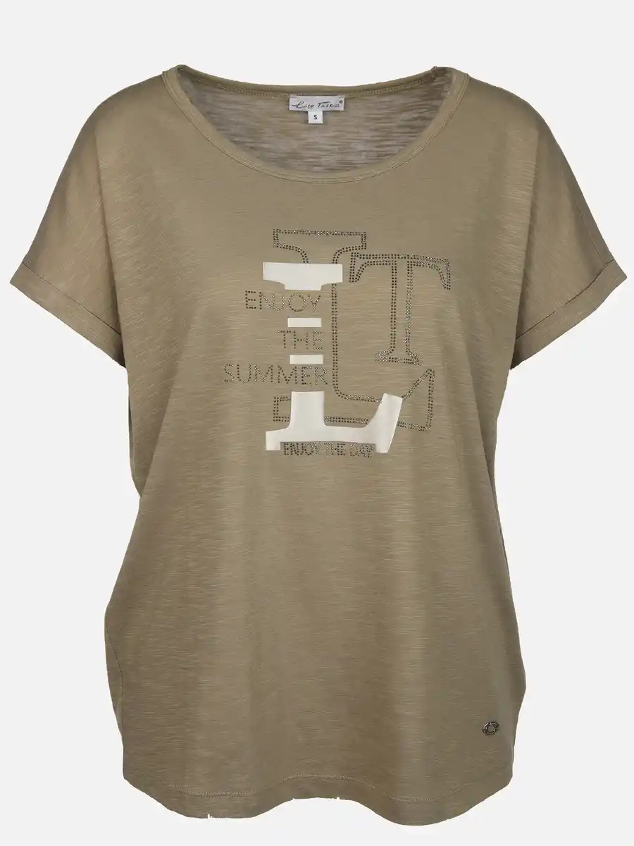 Bild 1 von Damen T-Shirt mit Glitzerfrontprint Oliv