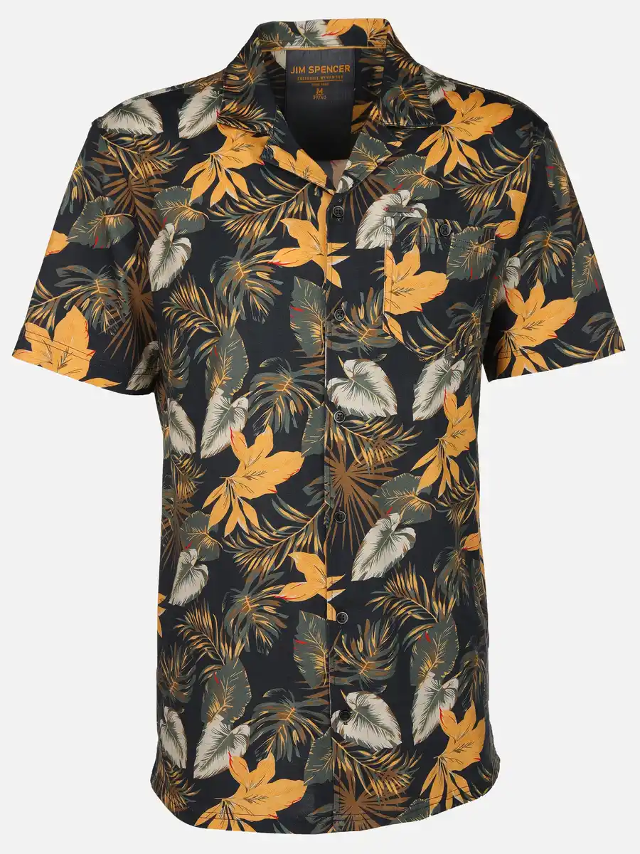 Bild 1 von Herren Resorthemd mit kurzem Arm und Alloverprint Blau