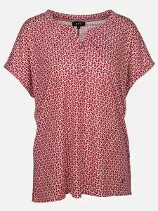 Damen Henleyshirt mit Muster Rot