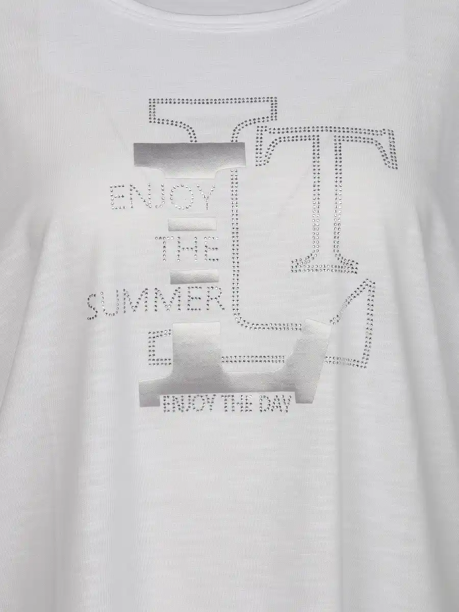 Bild 3 von Damen T-Shirt mit Glitzerfrontprint Weiß