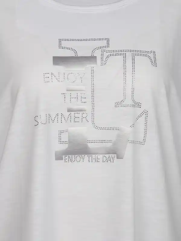 Bild 3 von Damen T-Shirt mit Glitzerfrontprint Weiß