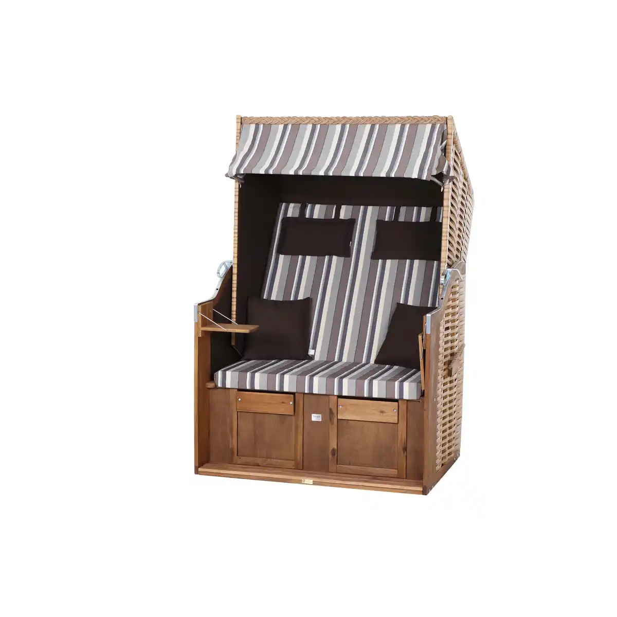 Bild 1 von Trend by deVries Strandkorb 'Trend 10+' Akazie braun/beige 120 x 80 x 165 cm