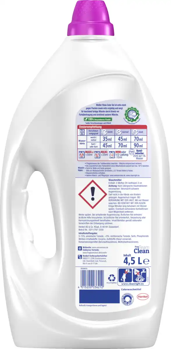 Bild 2 von Weißer Riese Colorwaschmittel Gel 100 WL