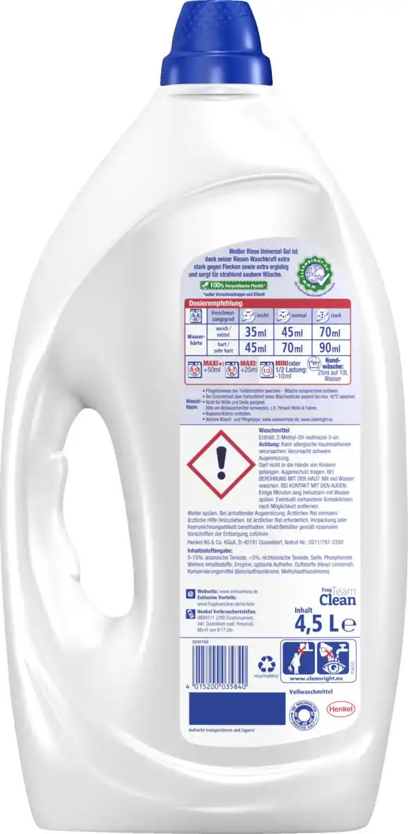Bild 2 von Weißer Riese Universalwaschmittel Gel 100 WL