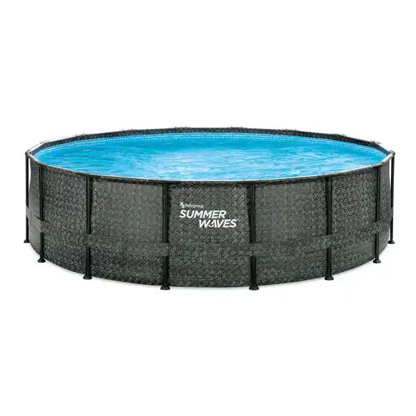 Bild 1 von Aufstellpool 'Elite Frame' Rattan-Optik grau Ø 488 x 122 cm