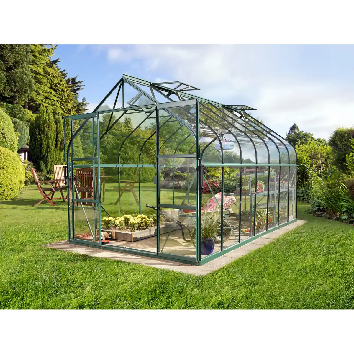 Bild 1 von Vitavia Gewächshaus 'Diana 11500' 254,4 x 441 cm mit 3 mm Sicherheitsglas smaragdfarben