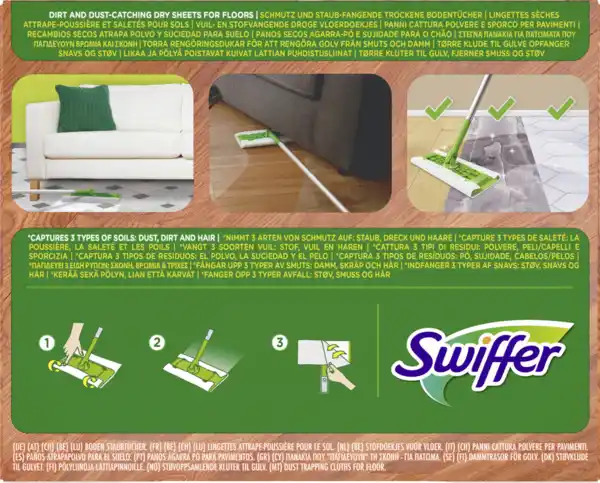 Bild 2 von Swiffer Dry Wischtücher trocken Holz & Parkett Nachfüllpackung