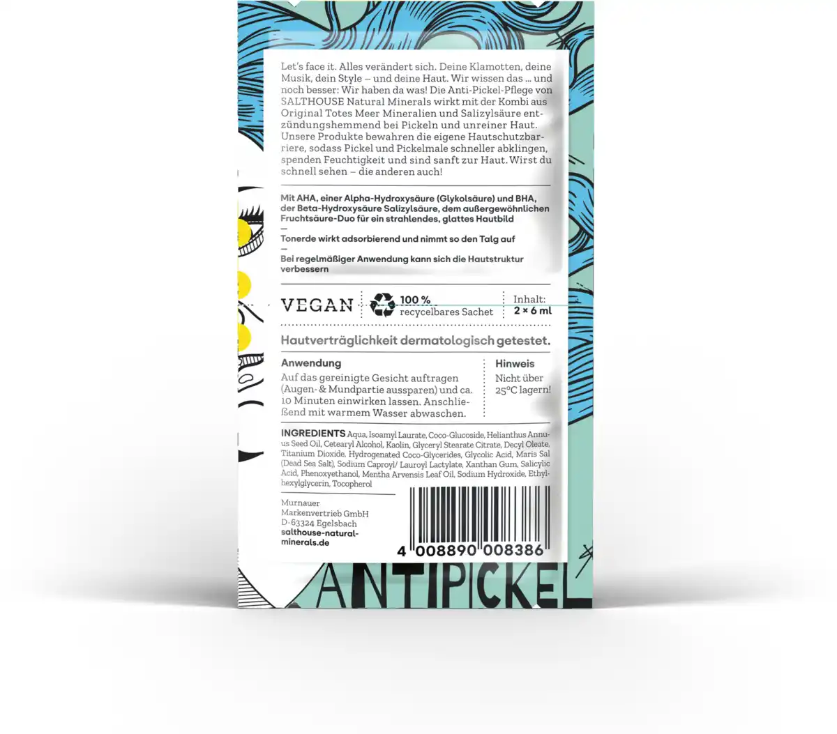 Bild 2 von Salthouse Natural Minerals Anti Pickel AHA & BHA Reinigungsmaske, 12 ml