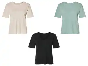 esmara® Damen Leinen-T-Shirt, mit überschnittenen Schultern