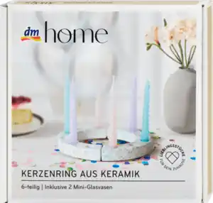 dm home Geburtstagsring aus Keramik mit Mini-Vasen, weiß/Farbspritzer