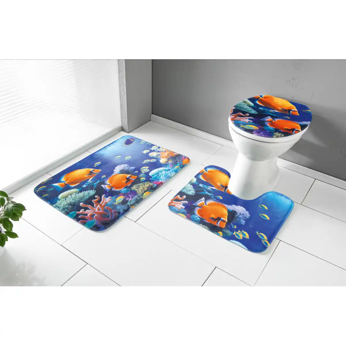 Bild 1 von Santosini Weichschaum-Badematten 3er-Set "Digitaldruck"