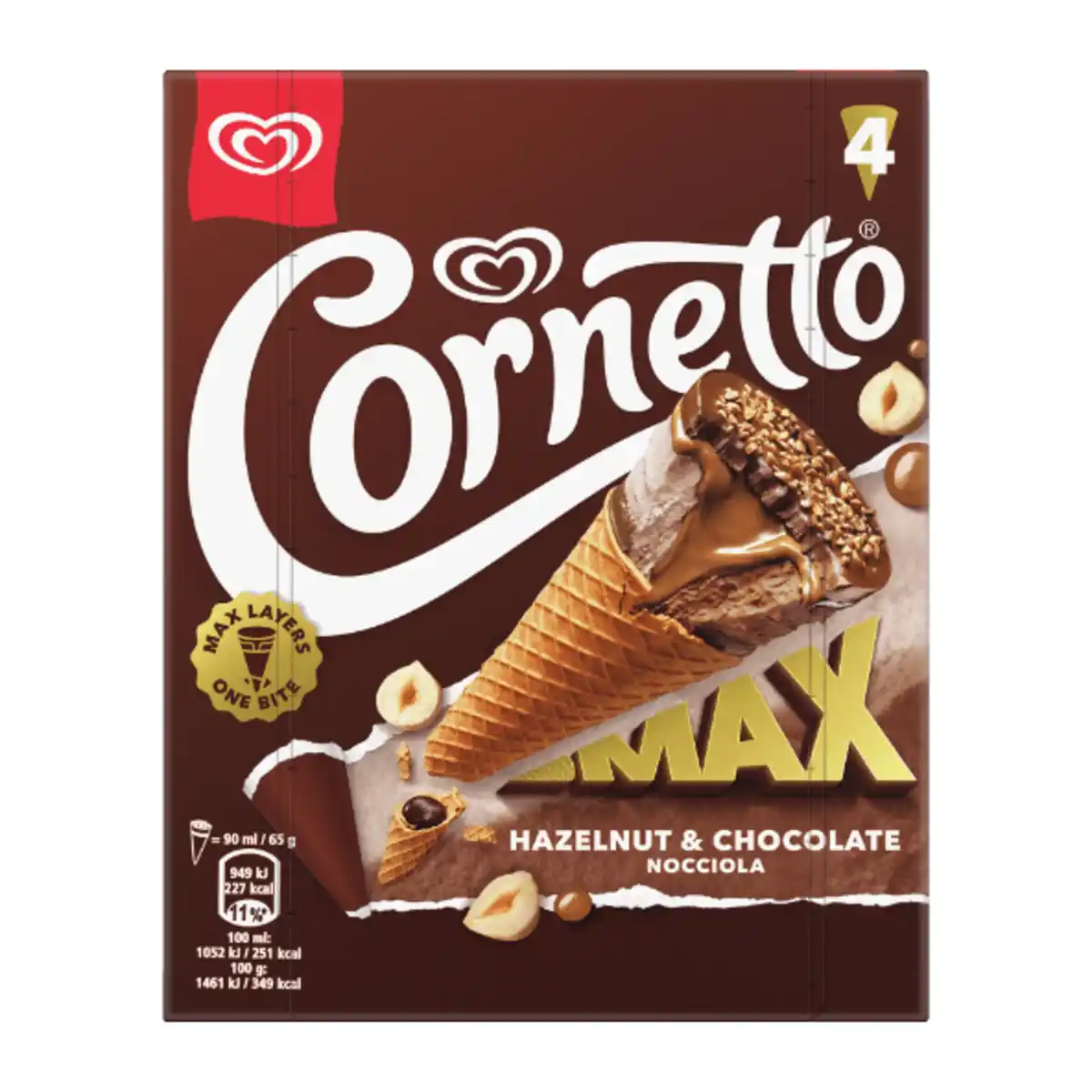 Bild 1 von LANGNESE Cornetto Max Hazelnut & Chocolate 360ml