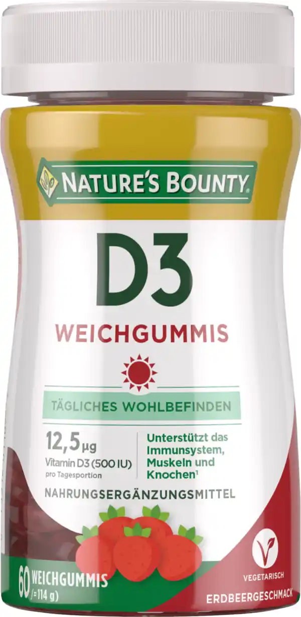 Bild 1 von Nature’s Bounty Vitamin D3 Weichgummis 500 IU 60 St