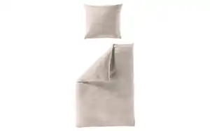 Bettwäsche Mako-Satin Seersucker, beige, 135 x 200 cm