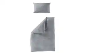 Bettwäsche Mako-Satin Seersucker, grau, 155 x 220 cm