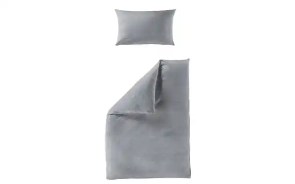 Bild 1 von Bettwäsche Mako-Satin Seersucker, grau, 155 x 220 cm