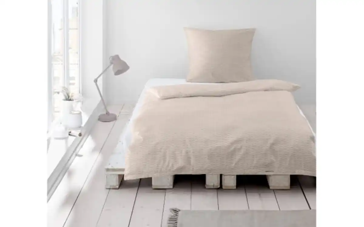 Bild 3 von Bettwäsche Mako-Satin Seersucker, beige, 135 x 200 cm
