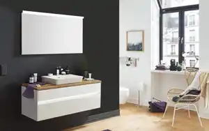 Puris - Badeinrichtung Unique, polarweiß Hochglanz/Hunton Eiche Nachbildung
