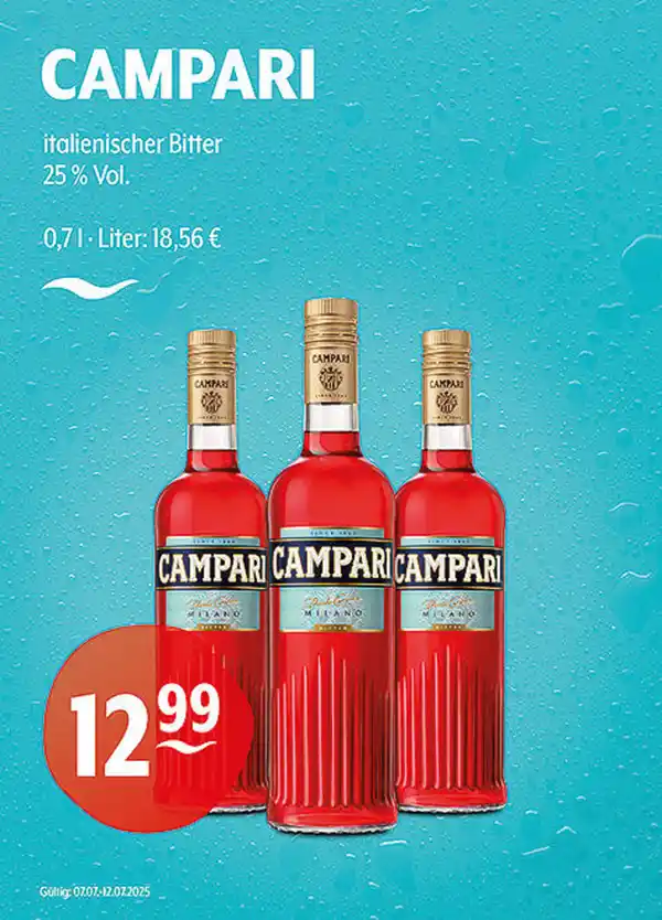 Bild 1 von CAMPARI italienischer Bitter 25 % Vol.